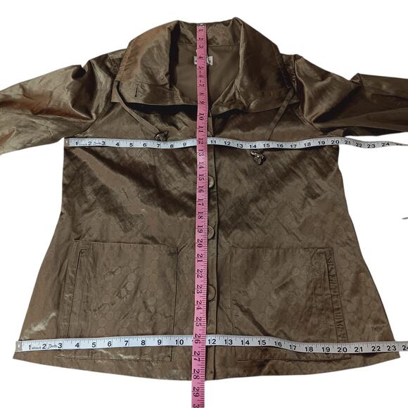 CHICO'S 1 Jacket Windbreaker Medium Pockets Satin Khaki Green Transition‎ Basic - Picture 4 of 11